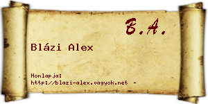 Blázi Alex névjegykártya